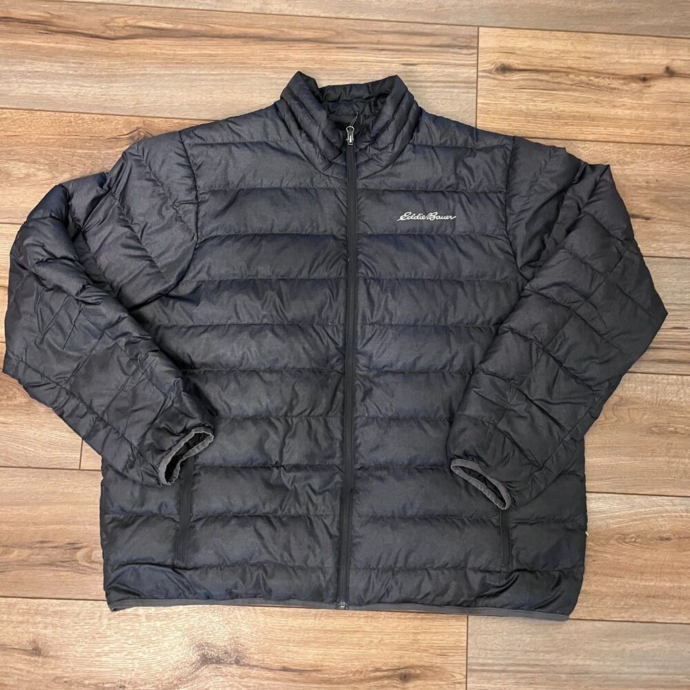 Eddie Bauer CirrusLite 650 Fill Down Puffer Jacket Zip Up Gray Coat Men's 2XL